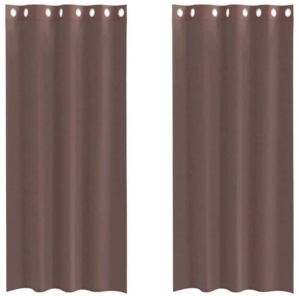 vidaXL Κουρτίνες Voile με ροδέλες 2 τεμάχια Καφέ 140x225 εκ.