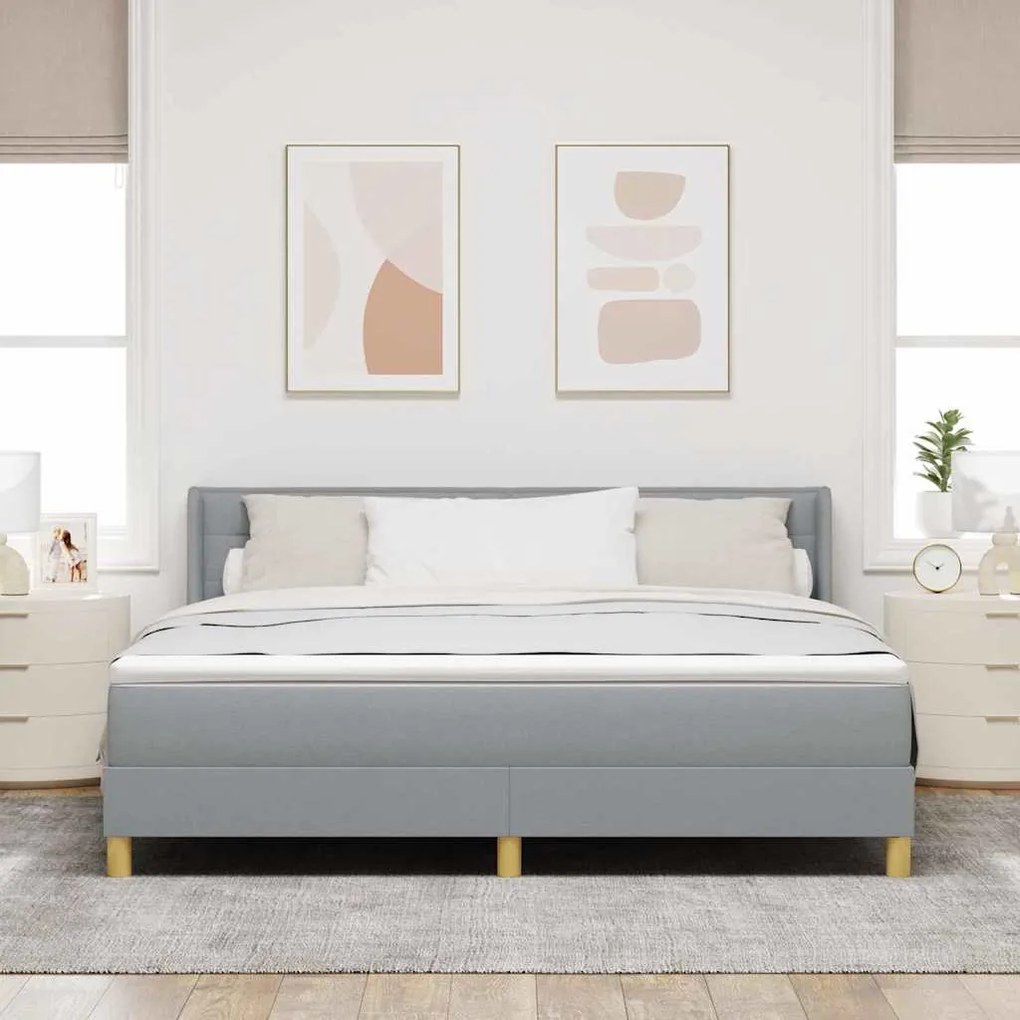 vidaXL Box Spring κρεβάτι με στρώμα σε ανοιχτό γκρι, 180 x 200 cm, ύφασμα