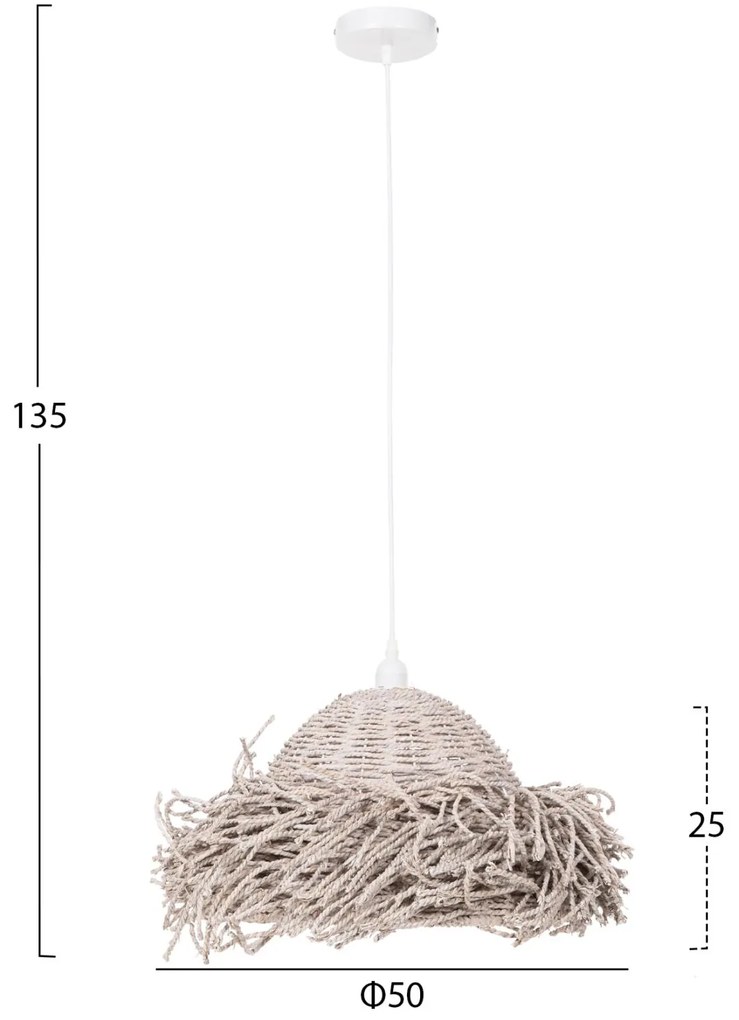Φωτιστικό Οροφής Κρεμαστό C4349 Seagrass σε Whitewash χρώμα Φ50x25-135Υεκ. 50x50x135 εκ.