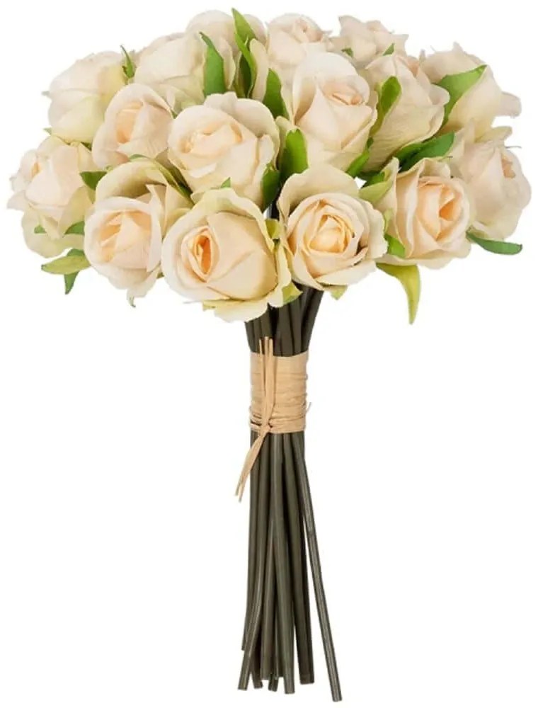 Τεχνητό Μπουκέτο Rose 21305 24cm Champagne GloboStar Ύφασμα