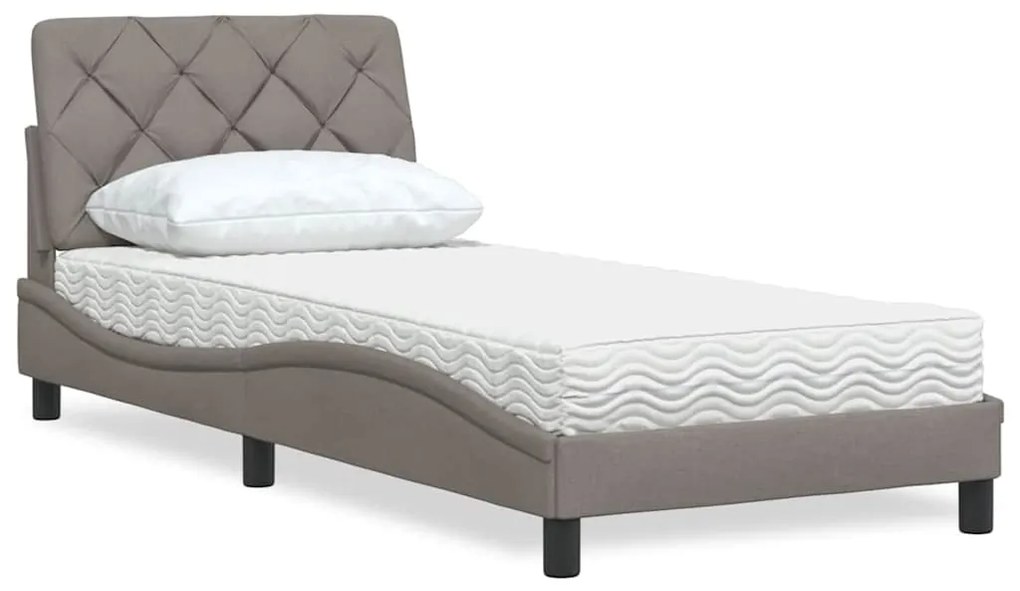 vidaXL Κρεβάτι με Στρώμα Taupe 80x200 εκ. Υφασμάτινο