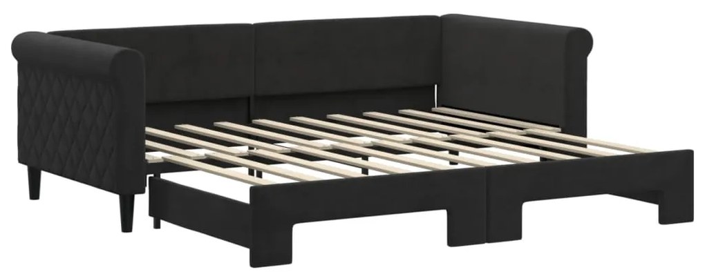 vidaXL Καναπές Κρεβάτι Συρόμενος Μαύρος 90x190 εκ. Βελούδινος
