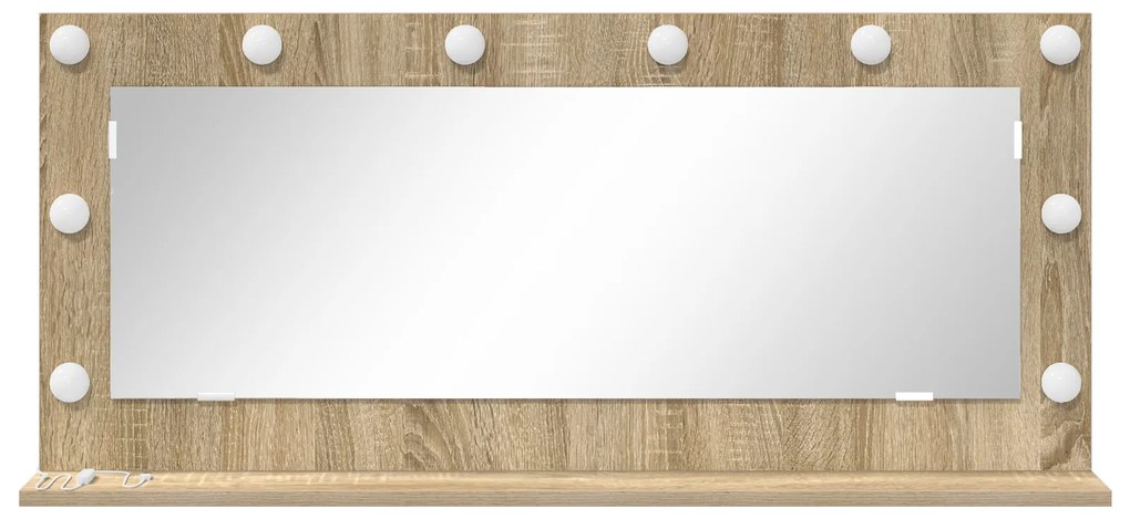 vidaXL Καθρέφτης Vanity με LED φώτα Sonoma Oak 100x45x18 εκ.