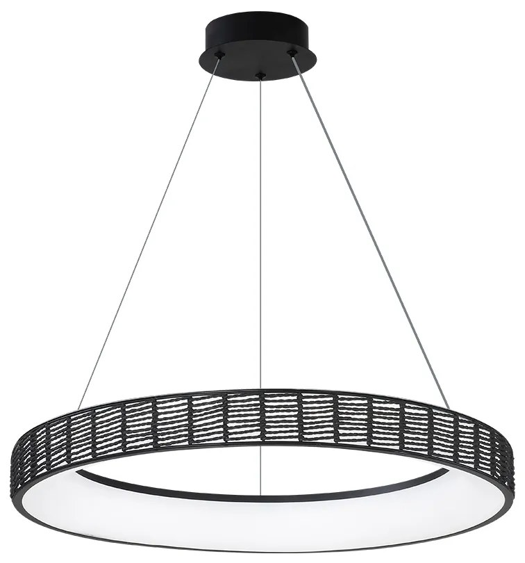 Φωτιστικό Κρεμαστό Μέταλλο &amp; Paper Fest Μαύρο 61xH120cm Led max 76w 2800lm CCT 3000-6000K Dimmable by Remote Control Sun Light FORTE-63P-BK