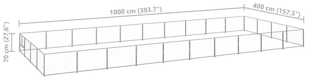 vidaXL Σπιτάκι Σκύλου Ασημί 40 μ² Ατσάλινο