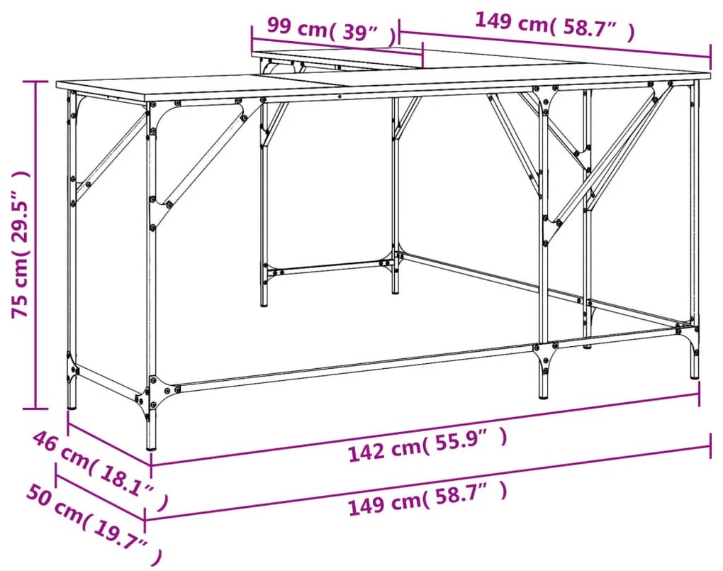 ΓΡΑΦΕΙΟ ΓΚΡΙ SONOMA 149X149X75 ΕΚ. ΑΠΟ ΕΠΕΞΕΡΓΑΣΜΕΝΟ ΞΥΛΟ 837585