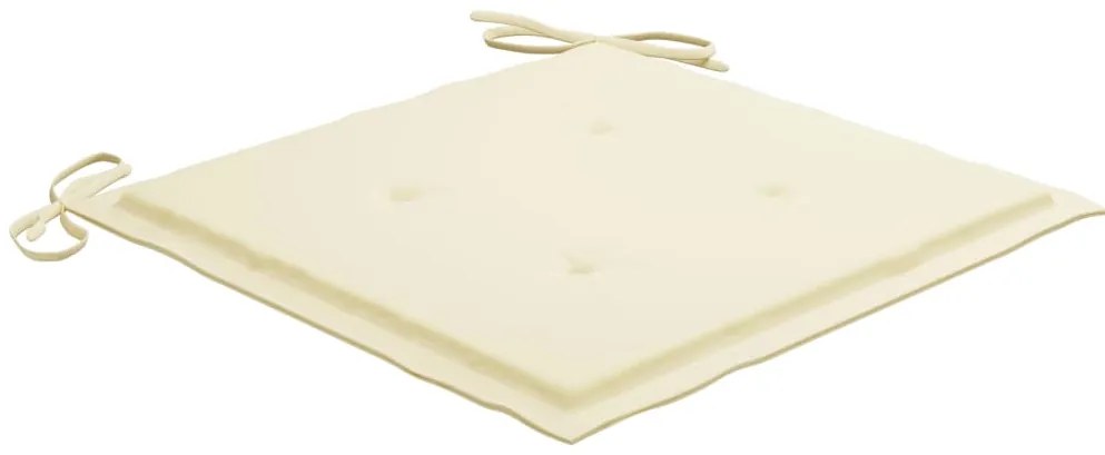 vidaXL Πολυθρόνα Κουνιστή από Μασίφ Ξύλο Teak με Κρεμ Μαξιλάρι