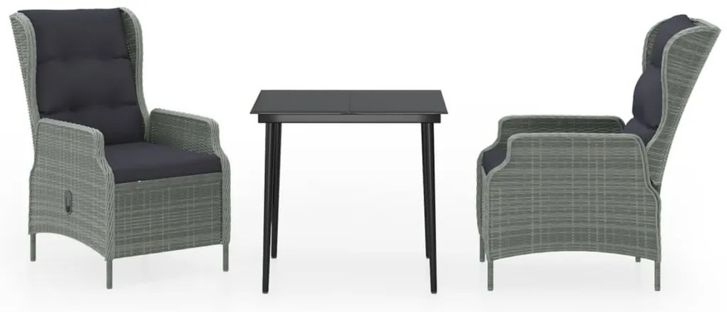 vidaXL Σετ Τραπεζαρίας Κήπου 3 Τεμαχίων Ανοιχτό Γκρι