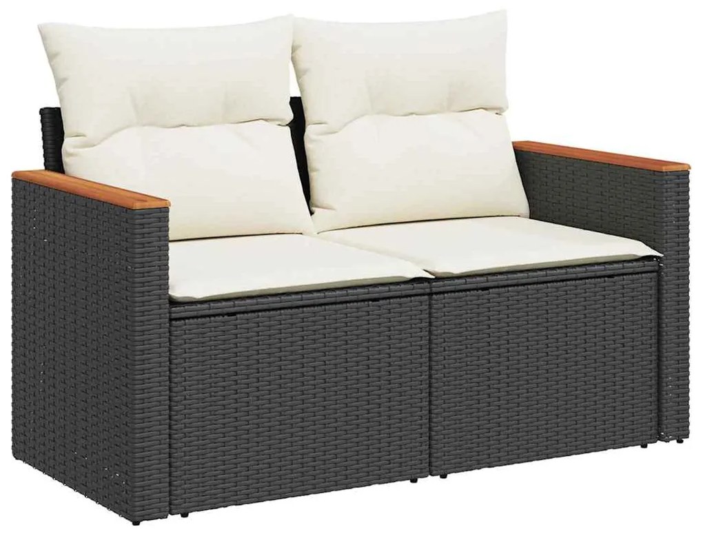 vidaXL Σετ Καναπέ Κήπου με μαξιλάρι 13 pcs Μαύρο Πολυ ράταν