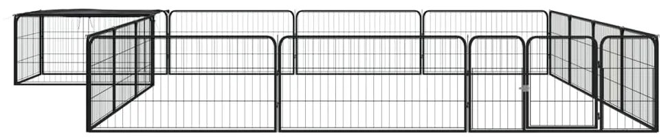 vidaXL Παρκοκρέβατο Σκύλου 16 Πάνελ Μαύρο 100x50εκ Ατσάλι Βαφή Πούδρας