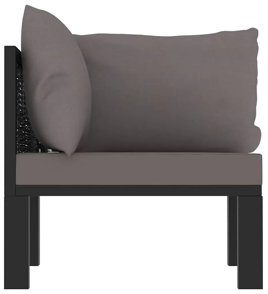 vidaXL Καναπές Γωνιακός Τμηματ. Ανθρακί Συνθ Ρατάν με Αριστερό Μπράτσο