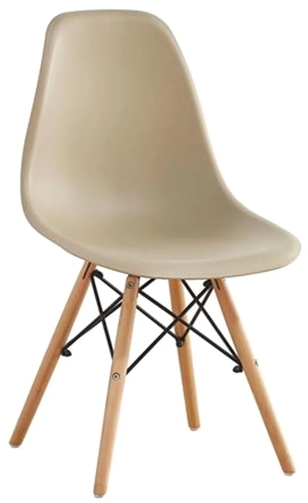 Καρέκλα Art Wood ΕΜ123,9W Tortora 46x52x82cm Σετ 4τμχ Wood, Polypropylene