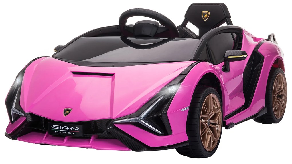 HOMCOM Παιδικό Ηλεκτρικό Αυτοκίνητο, Lamborghini, 3-5 km/h, Τηλεχειρισμός, για 3-5 ετών, Ροζ
