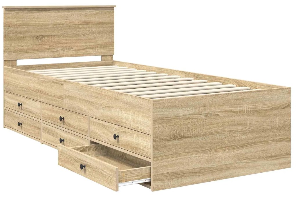 vidaXL Καναπές Κρεβάτι με συρτάρι Σονομα δρυς και Μαύρο 75 x 190 cm