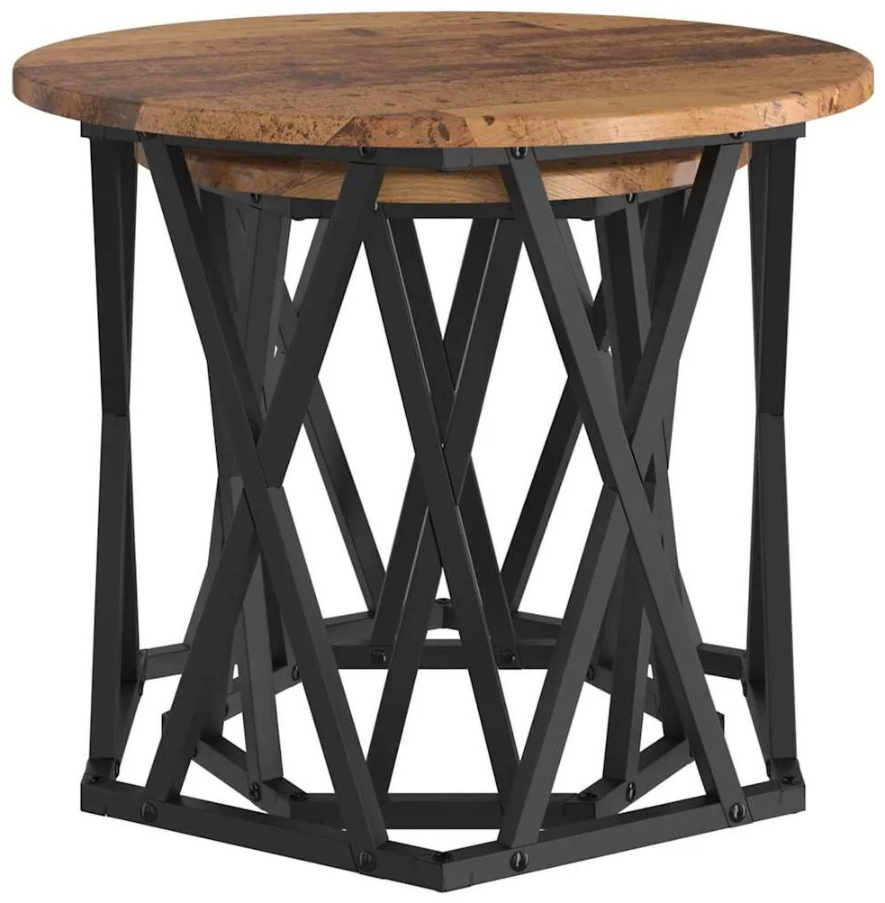 vidaXL Τραπεζάκι Πλευράς 2 pcs Ανακυκλωμένο ξύλο 50 x 50 x 40 cm