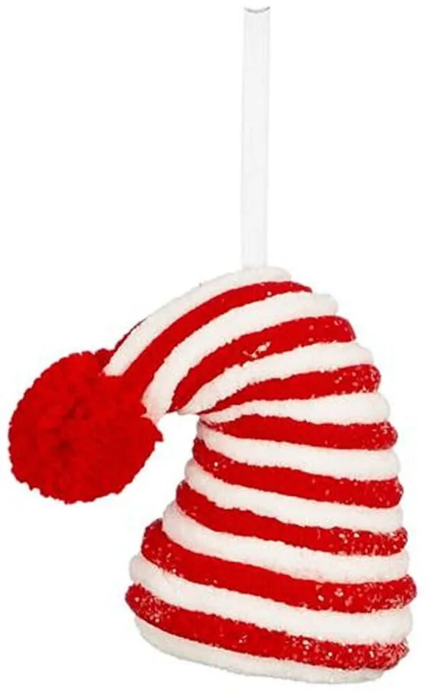 Χριστουγεννιάτικο Στολίδι Σκουφί 02.1162607 11x7x10cm White-Red