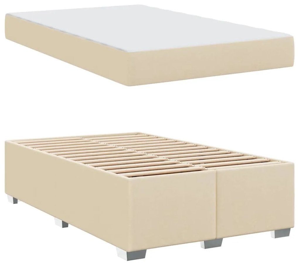 vidaXL Σκελετός Κρεβατιού με στρώμα Κρεμ 120 x 200 cm ύφασμα