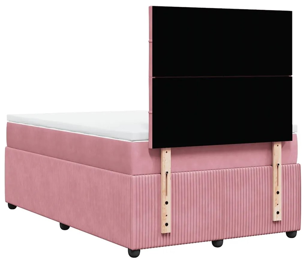 vidaXL Κρεβάτι Boxspring με Στρώμα Ροζ 120x200 εκ. Βελούδινο