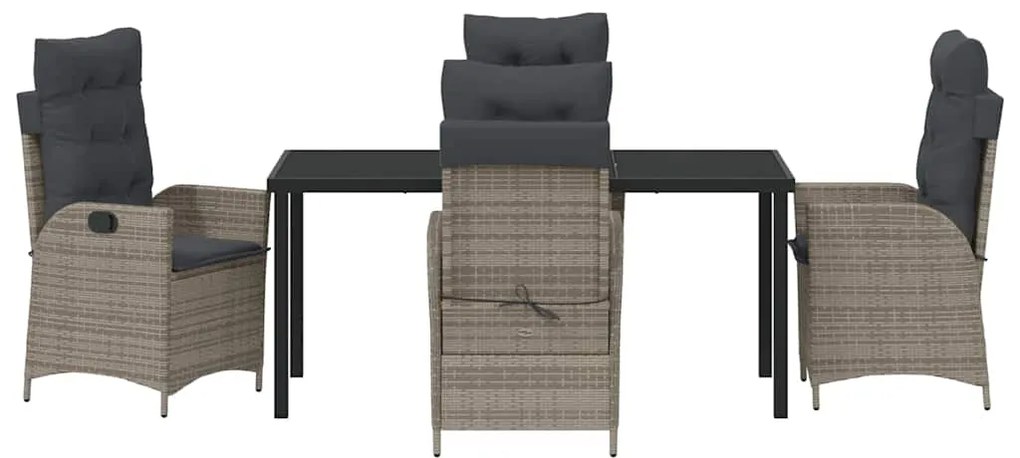 vidaXL Σέτ φαγητού για κήπο με μαξιλάρι 5 pcs Γκρι συνθετικό ρατάν