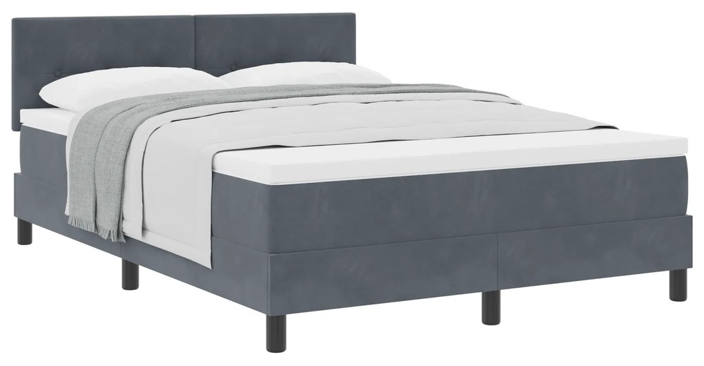 vidaXL Κρεβάτι Box Spring με Στρώμα Γκρί 160x200 εκ Βελούδο