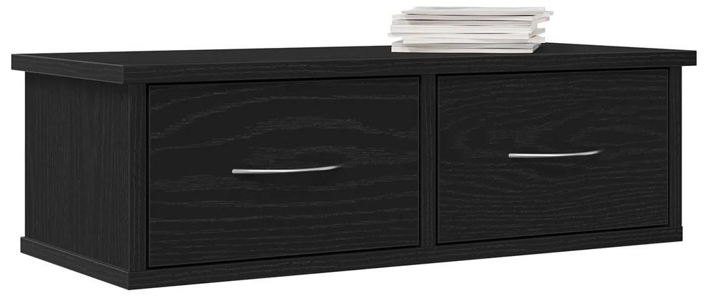 vidaXL Επιτοίχιο Ράφι Συρταριού Μαύρη Δρυς 60x26x18,5εκ Επεξεργασμένο Ξύλο
