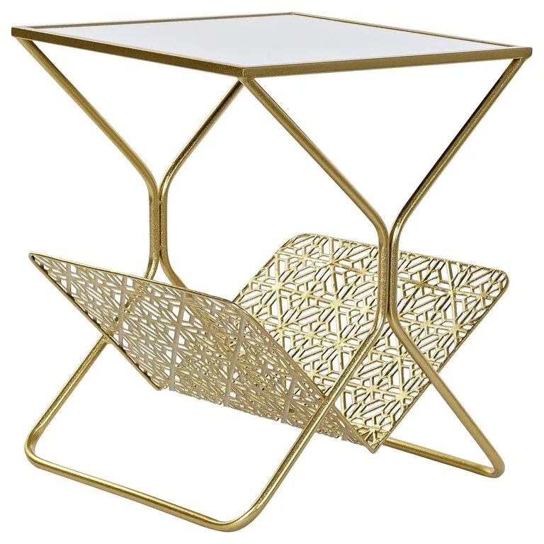 Ράφι για περιοδικά DKD Home Decor Χρυσό Μέταλλο Καθρέφτης 45 x 45 x 55 cm