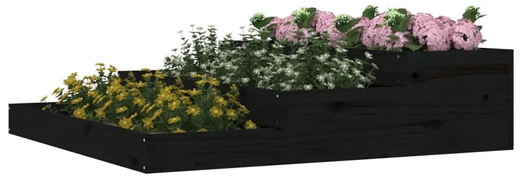vidaXL Ζαρντινιέρα Μαύρο 107 x 107 x 27 εκ. από Μασίφ Ξύλο Πεύκου
