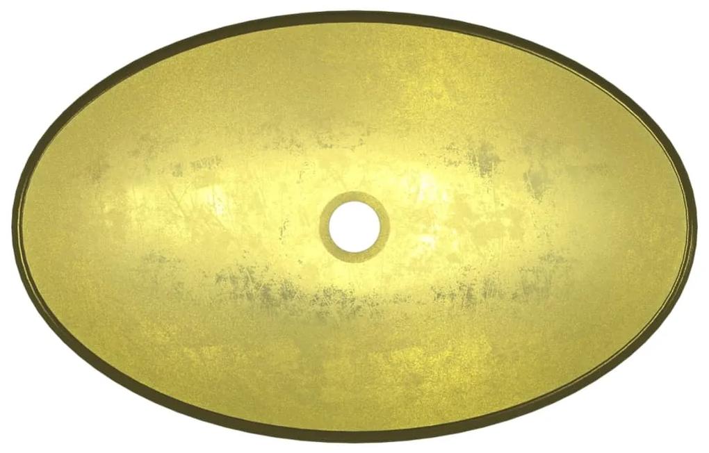 vidaXL Νιπτήρας 54,5 x 35 x 15,5 εκ. Χρώμα Χρυσού από Ψημένο Γυαλί