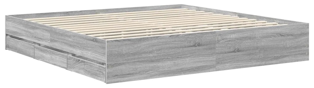 vidaXL Σκελετός Κρεβατιού Γκρίζο Σονομα 200 x 200 cm Μηχανήματος Ξύλο