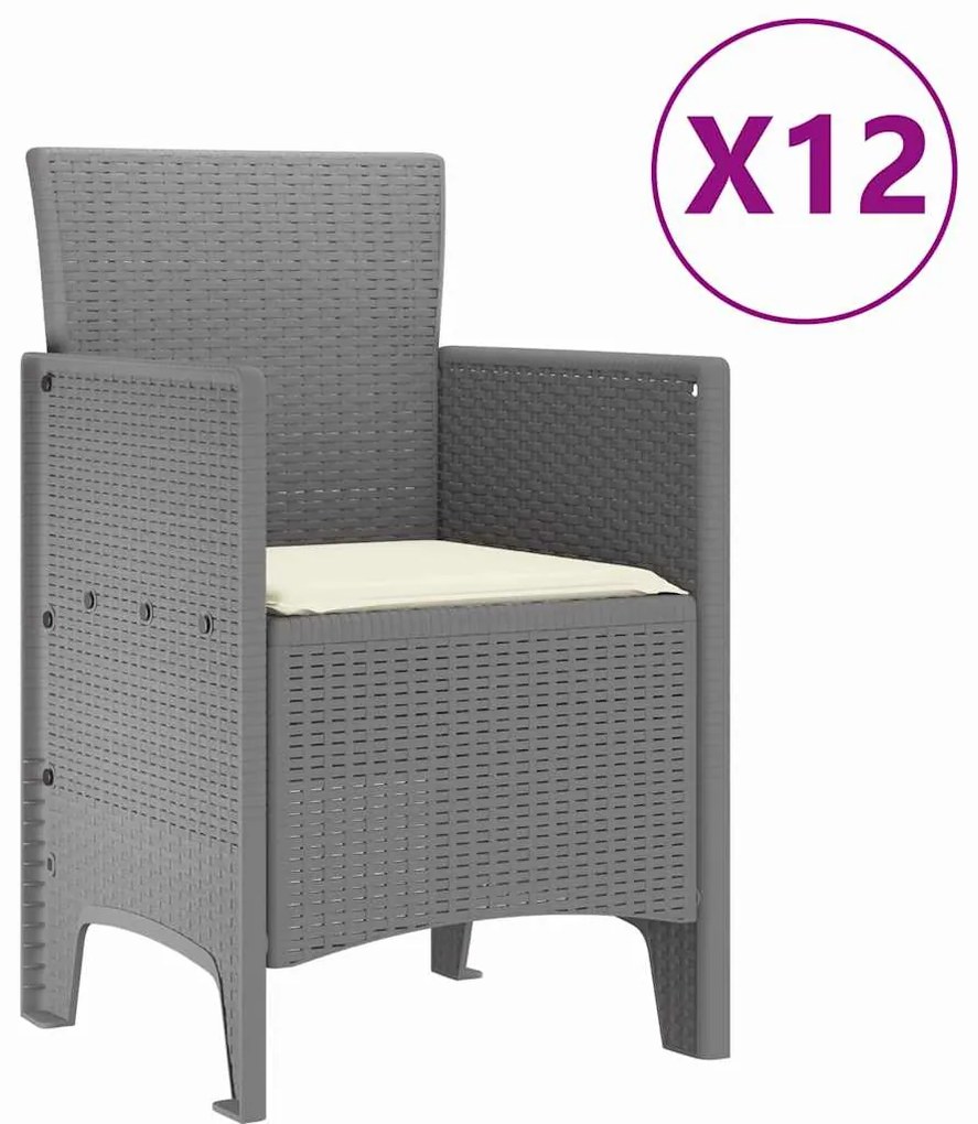vidaXL Σέτ φαγητού για κήπο με μαξιλάρι 13 pcs Ανοιχτό γκρι