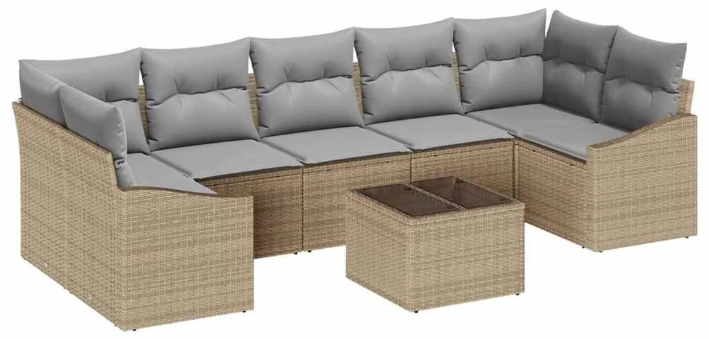 vidaXL Σετ Καναπέ Κήπου 8 pcs Μπεζ, Ανοιχτό Γκρι 55 x 55 x 37 εκ