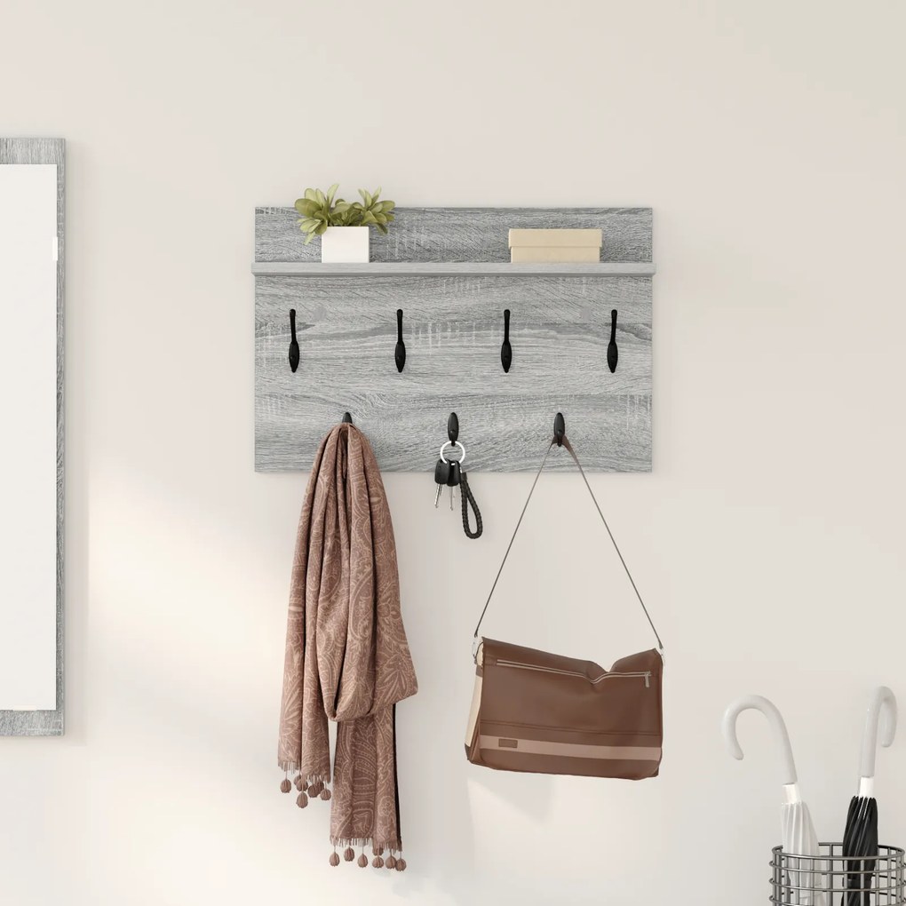 vidaXL Τοίχου Κρεμάστρα Γκρι sonoma 60 x 40 x 12 cm Επεξεργασμένο ξύλο