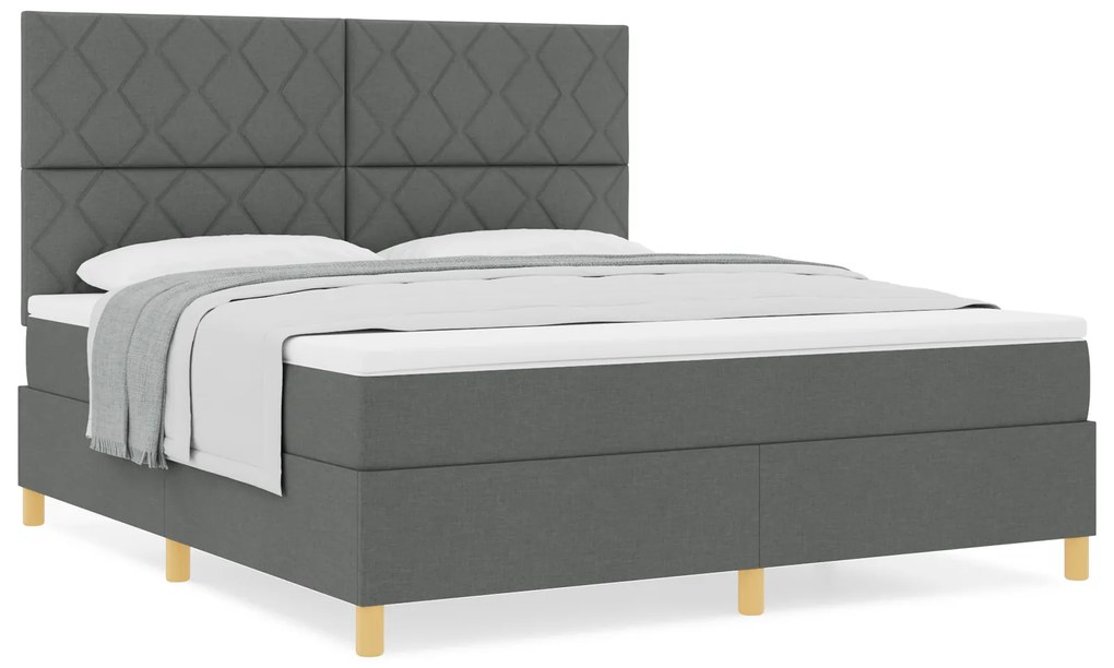 vidaXL κρεβάτι Box Spring με στρώμα σκούρο γκρι Super King ύφασμα