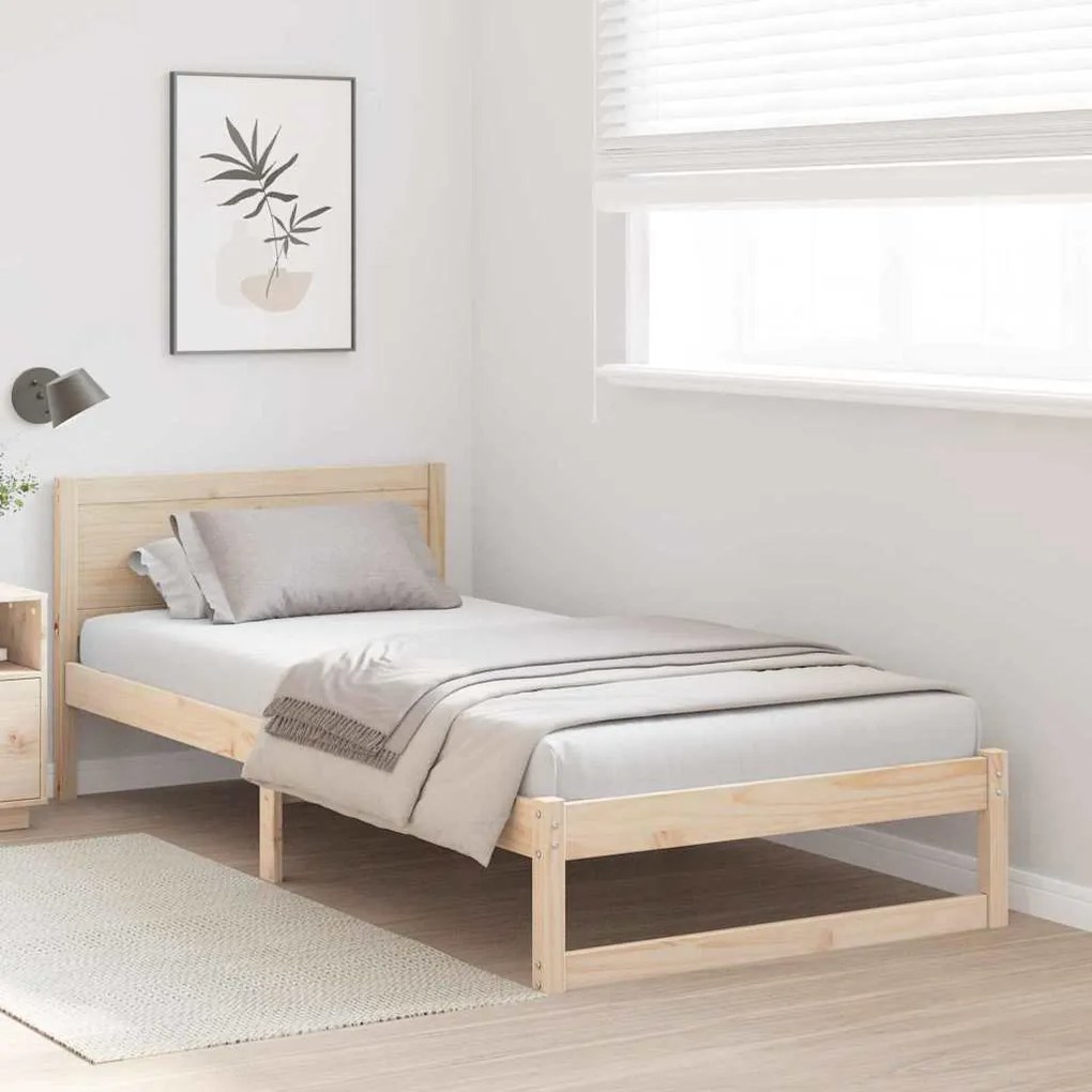 vidaXL Σκελετός Κρεβατιού Καφέ 75 x 190 cm Μασίφ ξύλο πεύκου