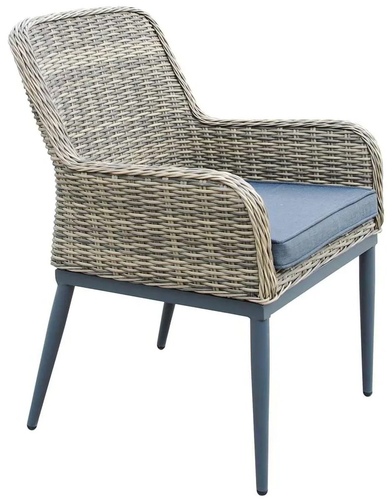 Πολυθρόνα Havana Alu / Wicker Grey Brown Μαξιλάρι Ανθρακί . Διάσταση: 64x65x85cm