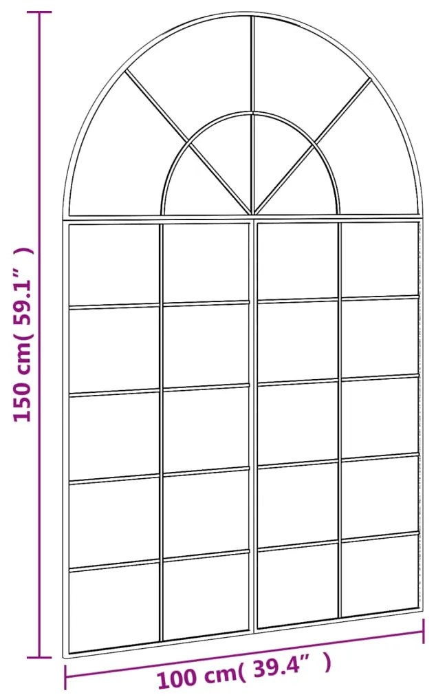 Καθρέφτης Τοίχου Αψίδα Μαύρος 100 x 150 εκ. από Σίδερο - Μαύρο