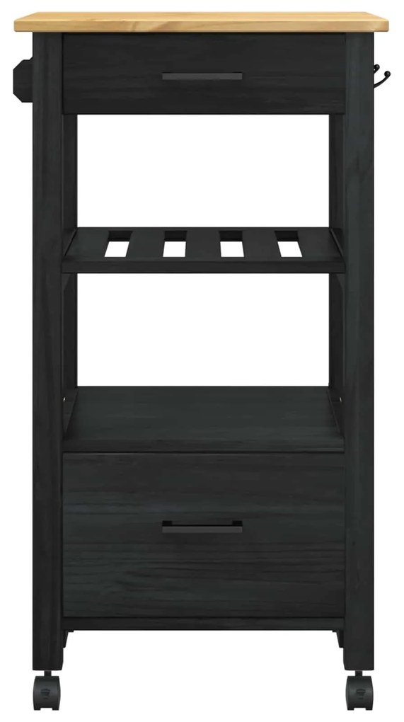 vidaXL Καρότσι Κουζίνας Μονόχρωμο Μαύρο 48 x 40 x 88,5 εκ.