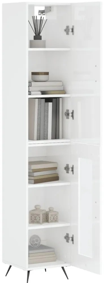 vidaXL Ντουλάπι Γυαλ. Λευκό 34,5 x 34 x 180 εκ. από Επεξεργασμένο Ξύλο