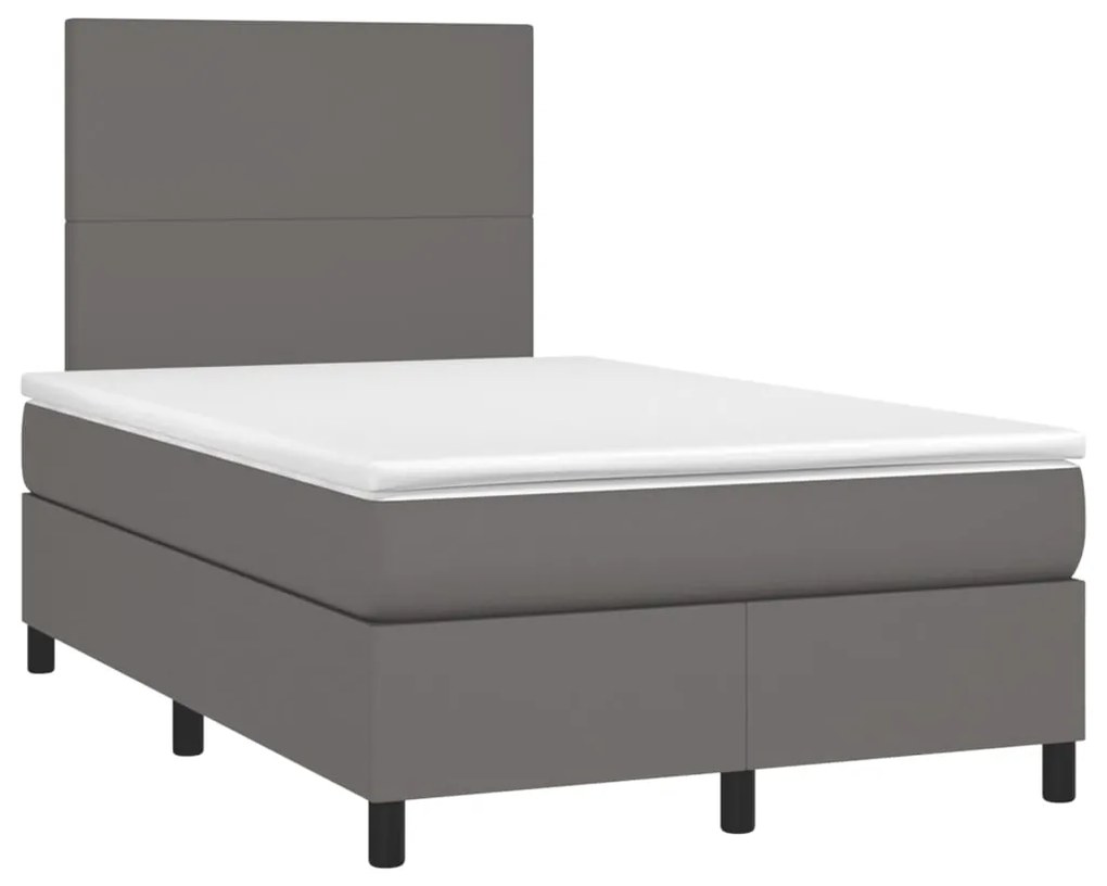 vidaXL Κρεβάτι Boxspring με Στρώμα Γκρι 120x190εκ. από Συνθετικό Δέρμα