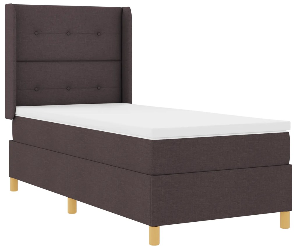 vidaXL Κρεβάτι Box Spring με Στρώμα & LED Καφέ Σκούρο 80x200 εκ. Ύφασμα