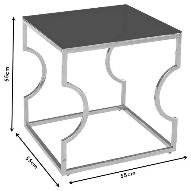 Βοηθητικό τραπέζι σαλονιού Dair ατσάλι χρυσό-γυαλί 8mm μαύρο 55x55x55εκ 55x55x55 εκ.