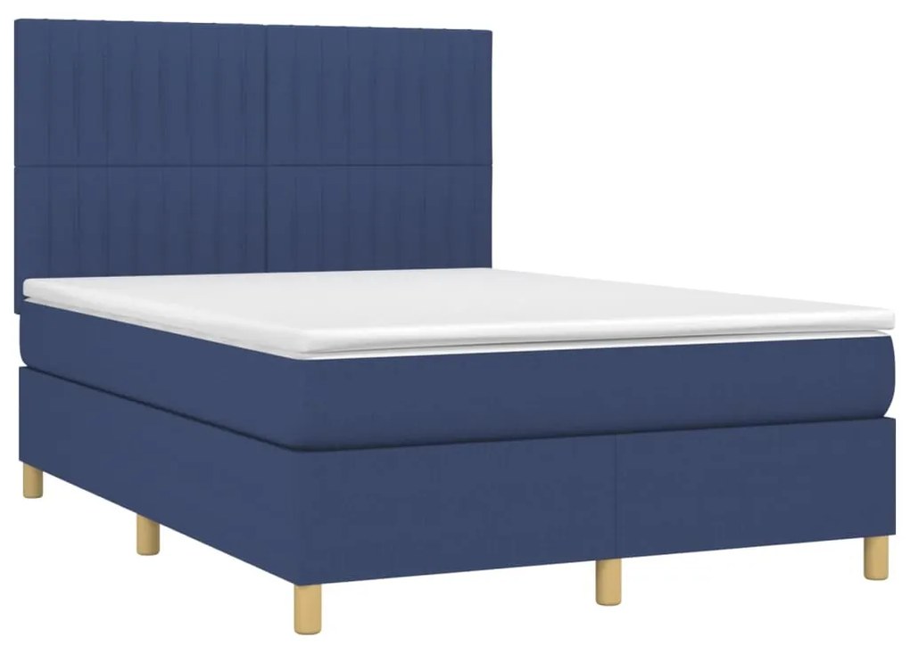 ΚΡΕΒΑΤΙ BOXSPRING ΜΕ ΣΤΡΩΜΑ ΜΠΛΕ 140X190 ΕΚ. ΥΦΑΣΜΑΤΙΝΟ 3142495