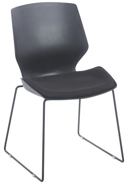 Καρέκλα επισκέπτη Genuine pakoworld PP-PU σε μαύρη απόχρωση με μαξιλάρι 47x52x85εκ