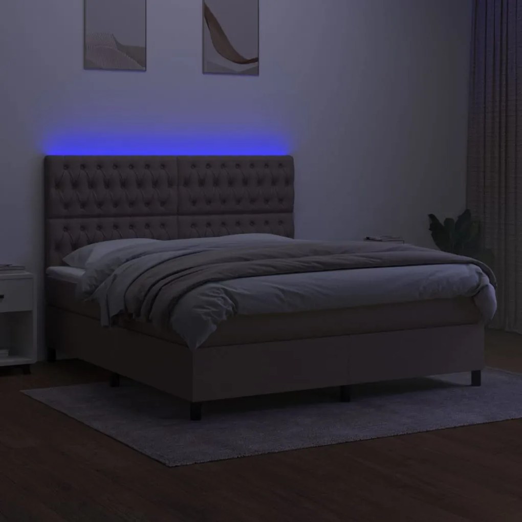 ΚΡΕΒΑΤΙ BOXSPRING ΜΕ ΣΤΡΩΜΑ &amp; LED TAUPE 160X200 ΕΚ. ΥΦΑΣΜΑΤΙΝΟ 3135129