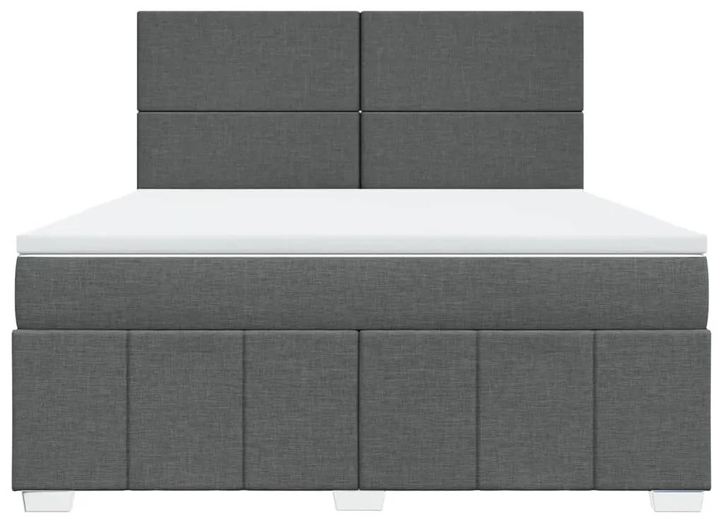 Κρεβάτι Boxspring με Στρώμα Σκούρο Γκρι 180x200 εκ Υφασμάτιν - Γκρι