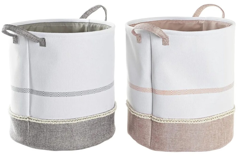 Καλάθι για τα Βρώμικα Ρούχα DKD Home Decor Γκρι Ροζ πολυεστέρας (39 x 39 x 41 cm) (x2)