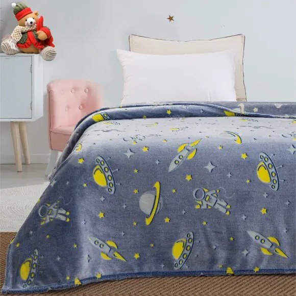 Beauty Home Κουβέρτα μονή φωσφορίζουσα Flash Art 6092 160x220 Γαλάζιο