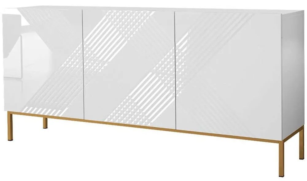 Μπουφές Exito 162459179 160x37x76cm White-Gold Μοριοσανίδα, Μέταλλο