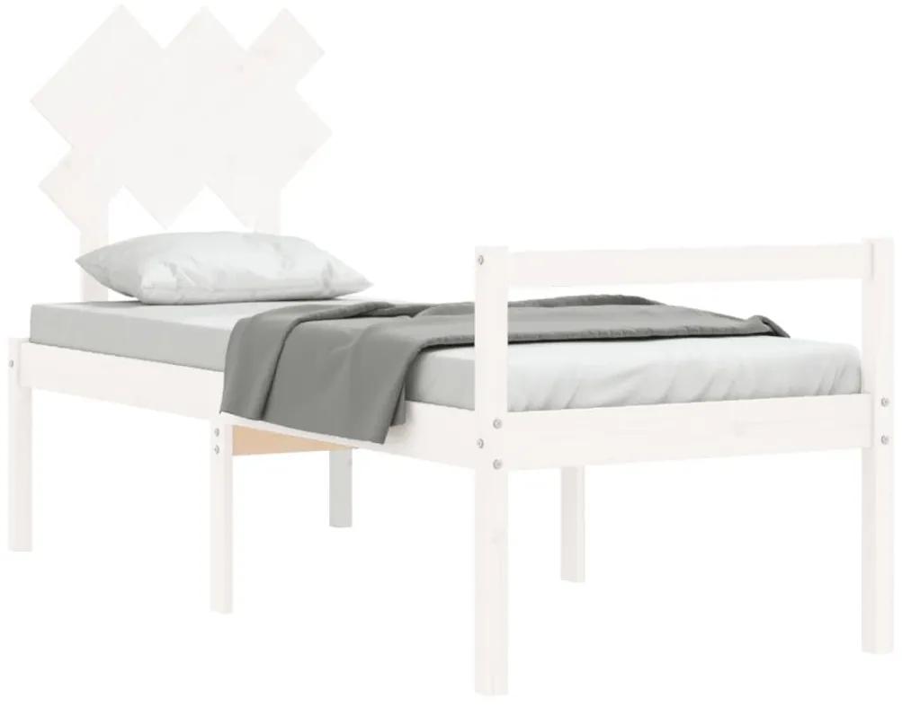 Κρεβάτι Ηλικιωμένου με Κεφαλάρι Λευκό Μασίφ Ξύλο Small Single - Λευκό