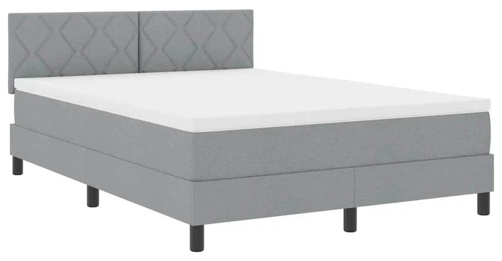 vidaXL Κρεβάτι box spring με στρώμα Ανοιχτό γκρι 140 x 200 cm ύφασμα